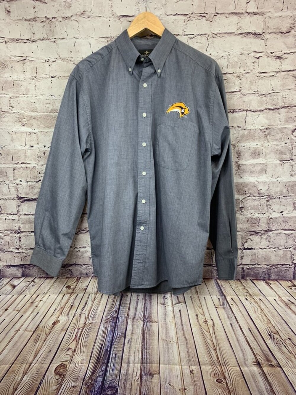 Buffalo Sabres Antigua NHL Blue Button Long Sleeve Shirt
